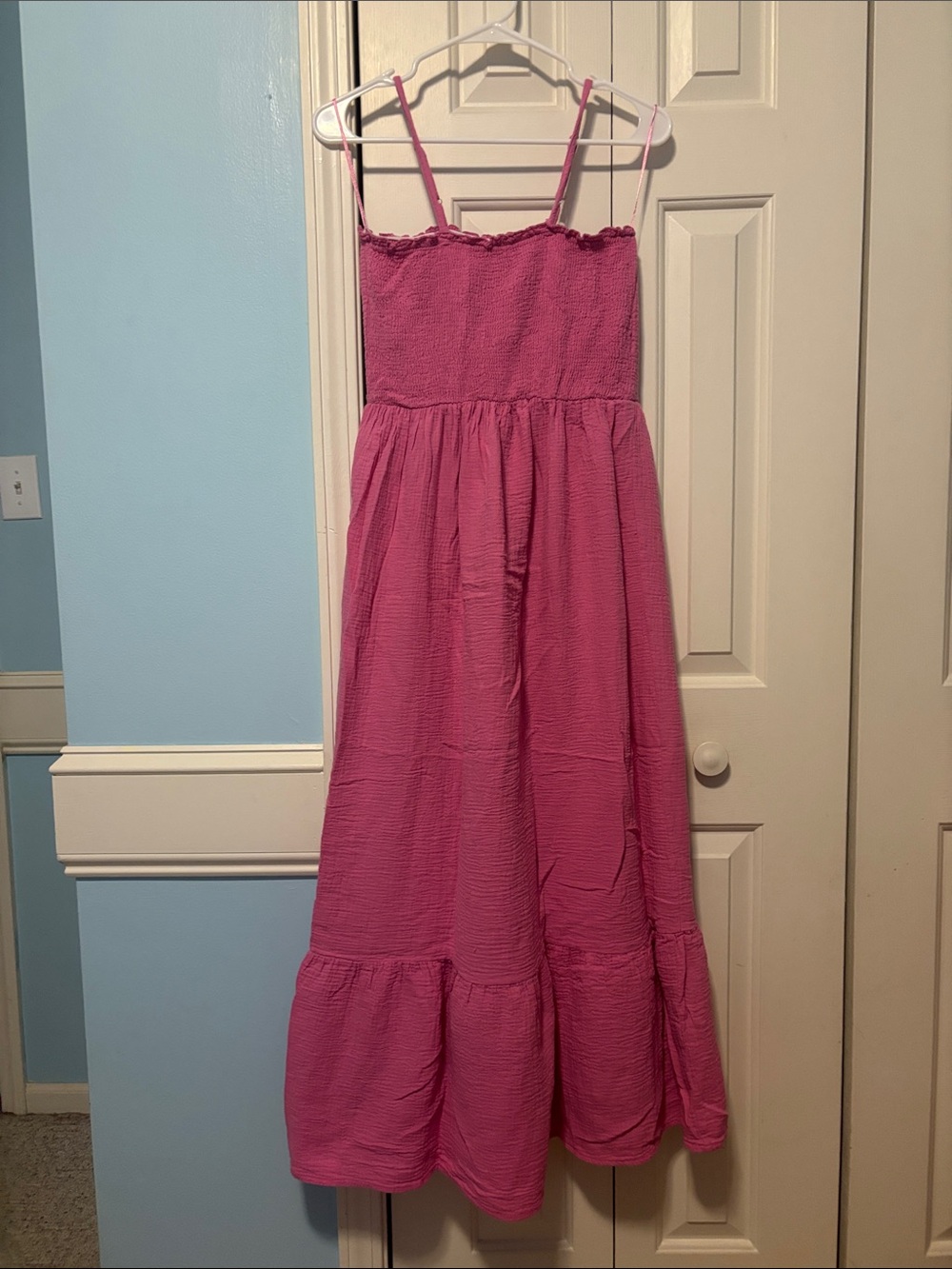 Raviya Pink Smocked Maxi Dress with Ruffle Hem